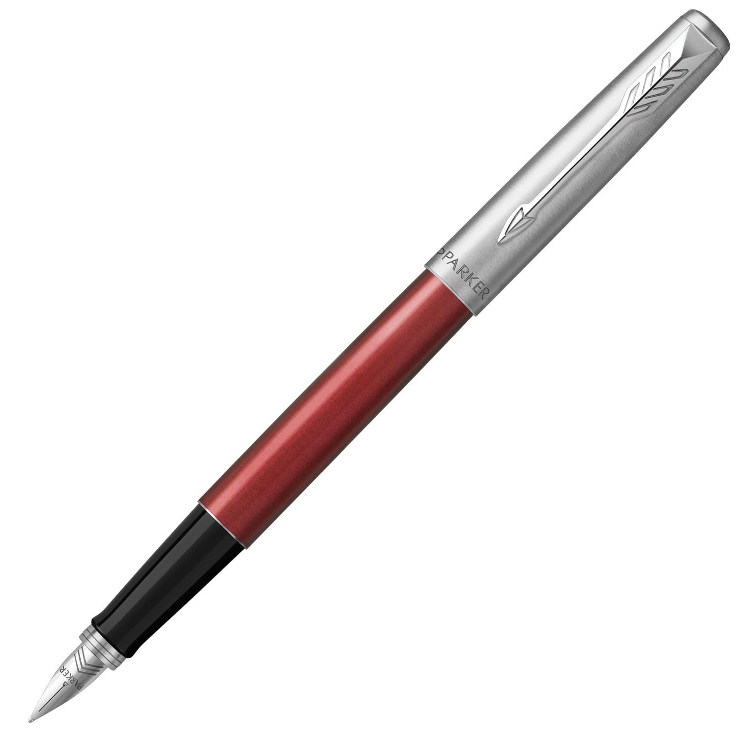 Ручка перьевая PARKER "Jotter Kensington Red CT", корпус красный, детали из нержавеющей стали, синяя, 2030949