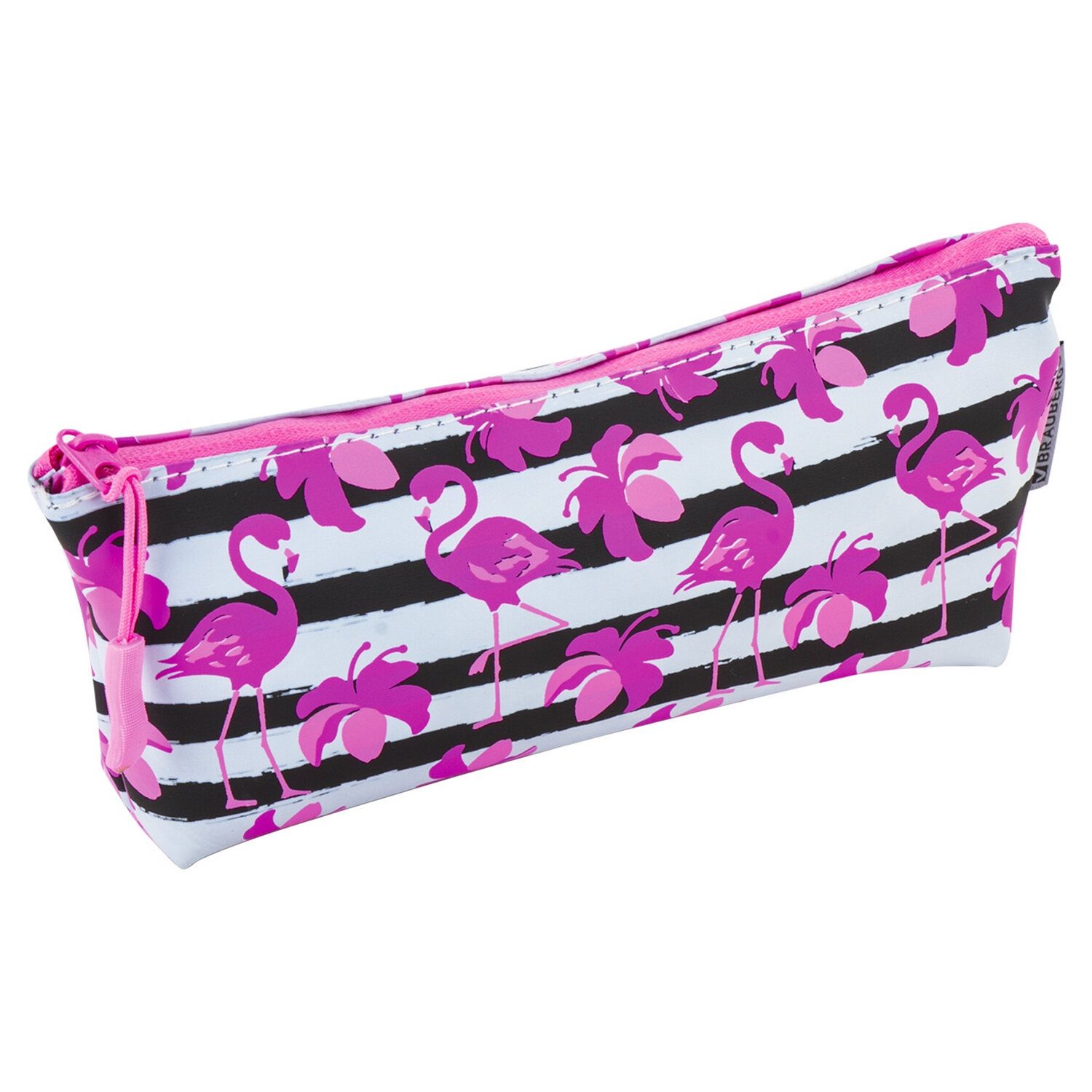 Пенал-косметичка BRAUBERG треугольный, мягкий, "Flamingo", 22х3х8 см, 229254