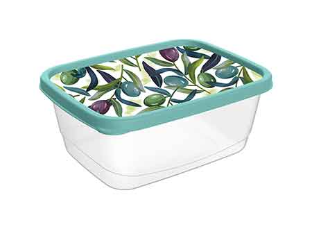 Контейнер для продуктов прямоугольный 0,5л с декором (зеленый)