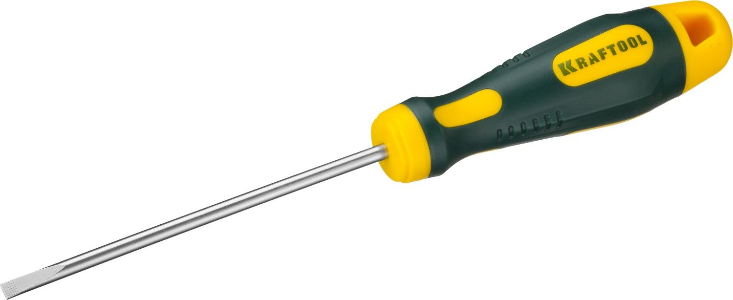 Отвертка KRAFTOOL, Cr-Mo-V сталь, двухкомпонентная противоскользящая рукоятка, SL, 4,0x100мм	