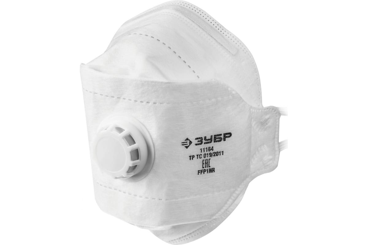 Плоская полумаска фильтрующая ЗУБР ТК-80 FFP1 с клапаном 3-х панельная