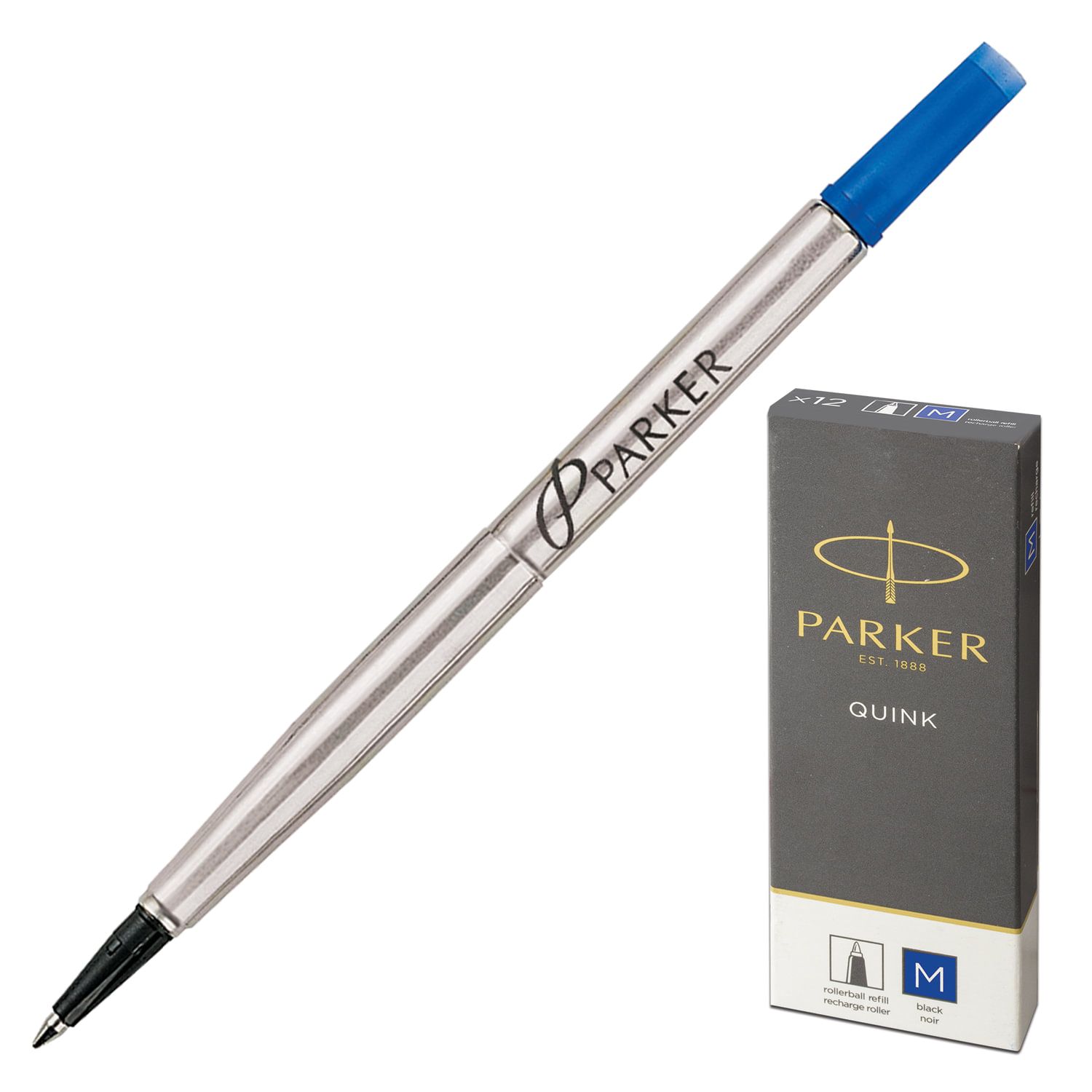 Стержень для ручки-роллера PARKER "Quink RB", металлический, 116 мм, линия письма 0,7 мм, синий, 1950311