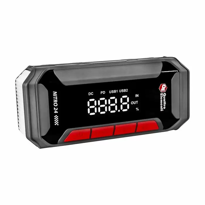 Устройство пусковое Nitro 24 (12В, 24000 мАч, 2000 А, Type-C, USB-A, дисплей, фонарь QUATTRO ELEMENTI