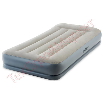 Кровать надувная INTEX Pillow Rest Twin, с подголовником, 99*191*30см, со встоен.насосом