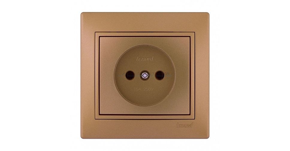 Розетка Lezard Mira с заземляющими контактами керамика С/П 1-местная, светло-коричневый перламутр 70