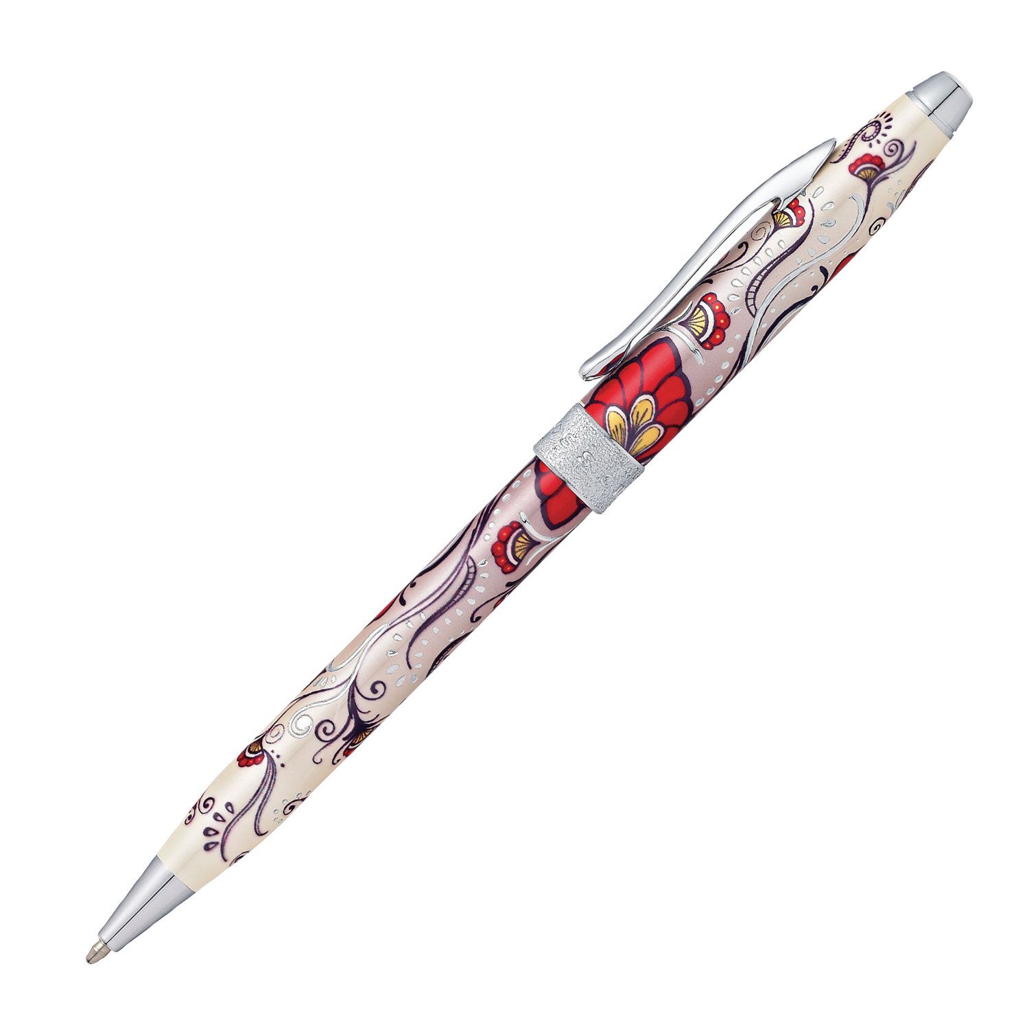 Ручка подарочная шариковая CROSS Botanica "Красная колибри", лак, латунь, хром, черная, AT0642-3