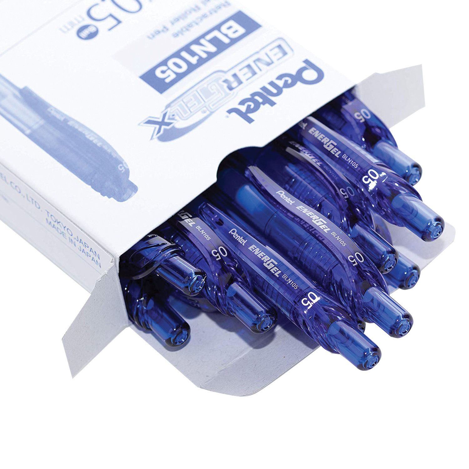 Ручка гелевая автоматическая с грипом PENTEL (Япония) "Energel-X", СИНЯЯ, узел 0,5 мм, линия письма 0,25 мм, BLN105-C