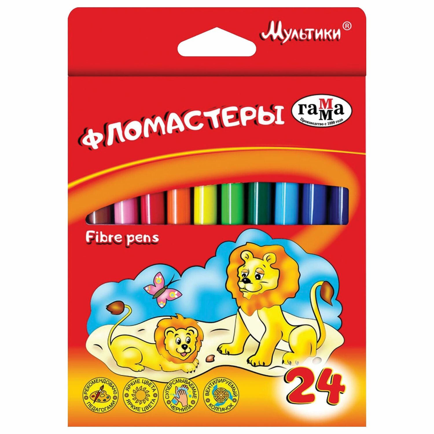 Фломастеры ГАММА "Мультики", 24 цвета, вентилируемый колпачок, картонная упаковка, 180319_07