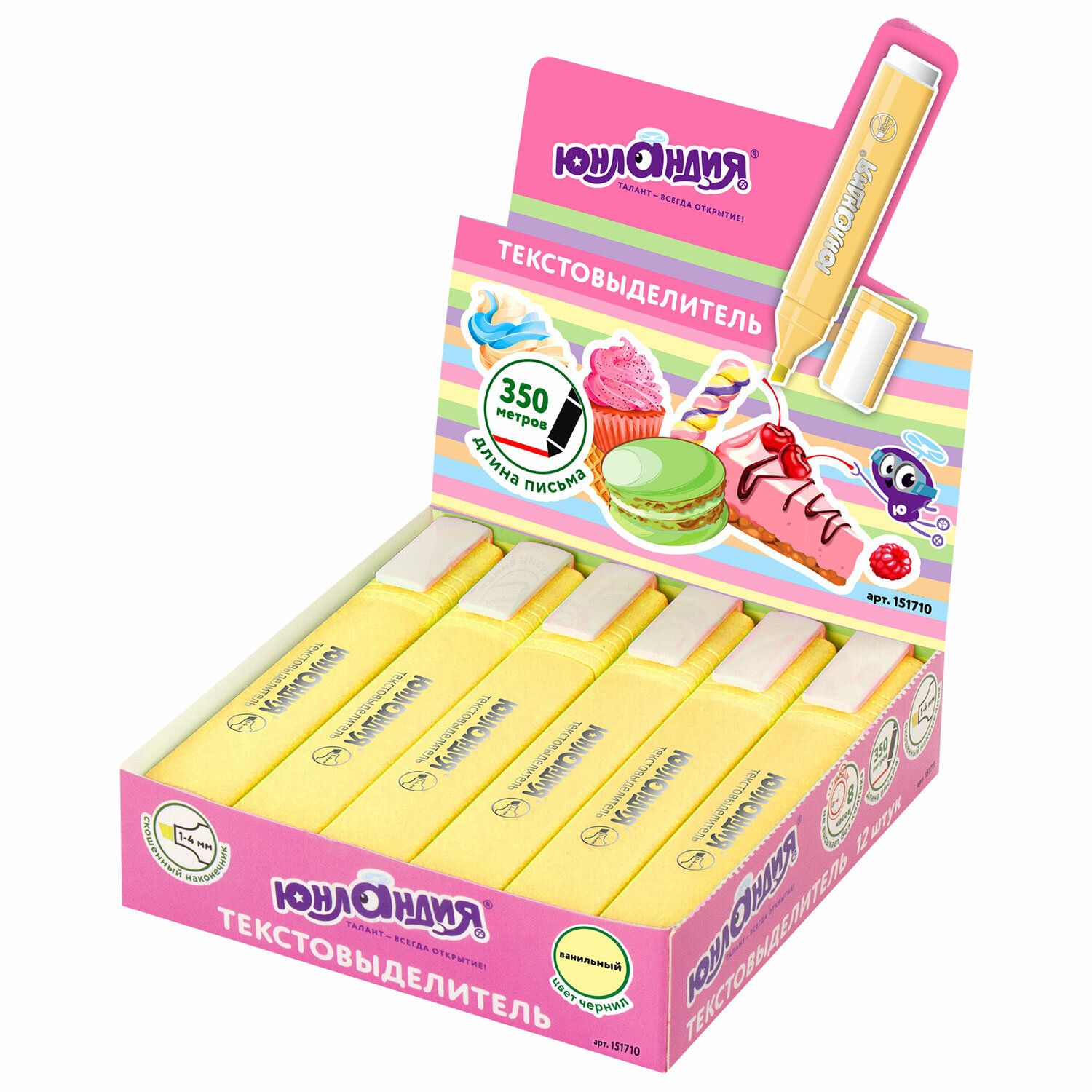 Текстовыделитель ЮНЛАНДИЯ "COLORSTAR PASTEL", ВАНИЛЬ, линия 1-4 мм, 151710