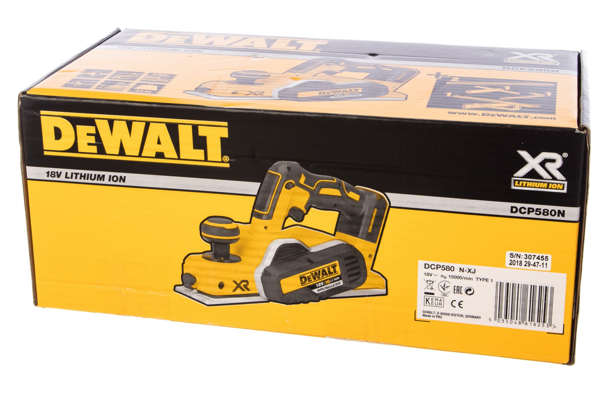 Рубанок бесщеточный DCP580N DeWalt 