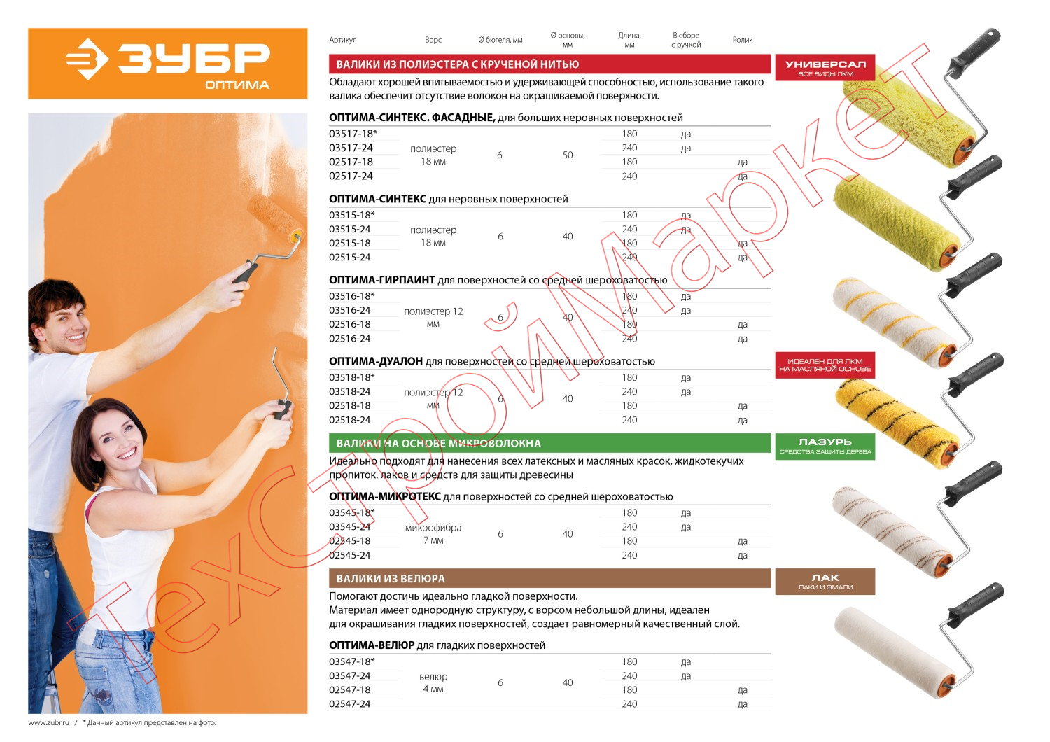 Валик малярный "ОПТИМА-МИКРОТЕКС", пропитки и средства защиты древесины, микрофибра, ворс 7 мм, бюгель 6 мм, 40х240мм, ЗУБР
