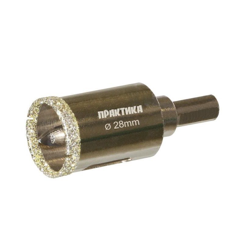 Коронка алмазная по керамограниту/керамике 28*70мм ПРАКТИКА "Профи" 