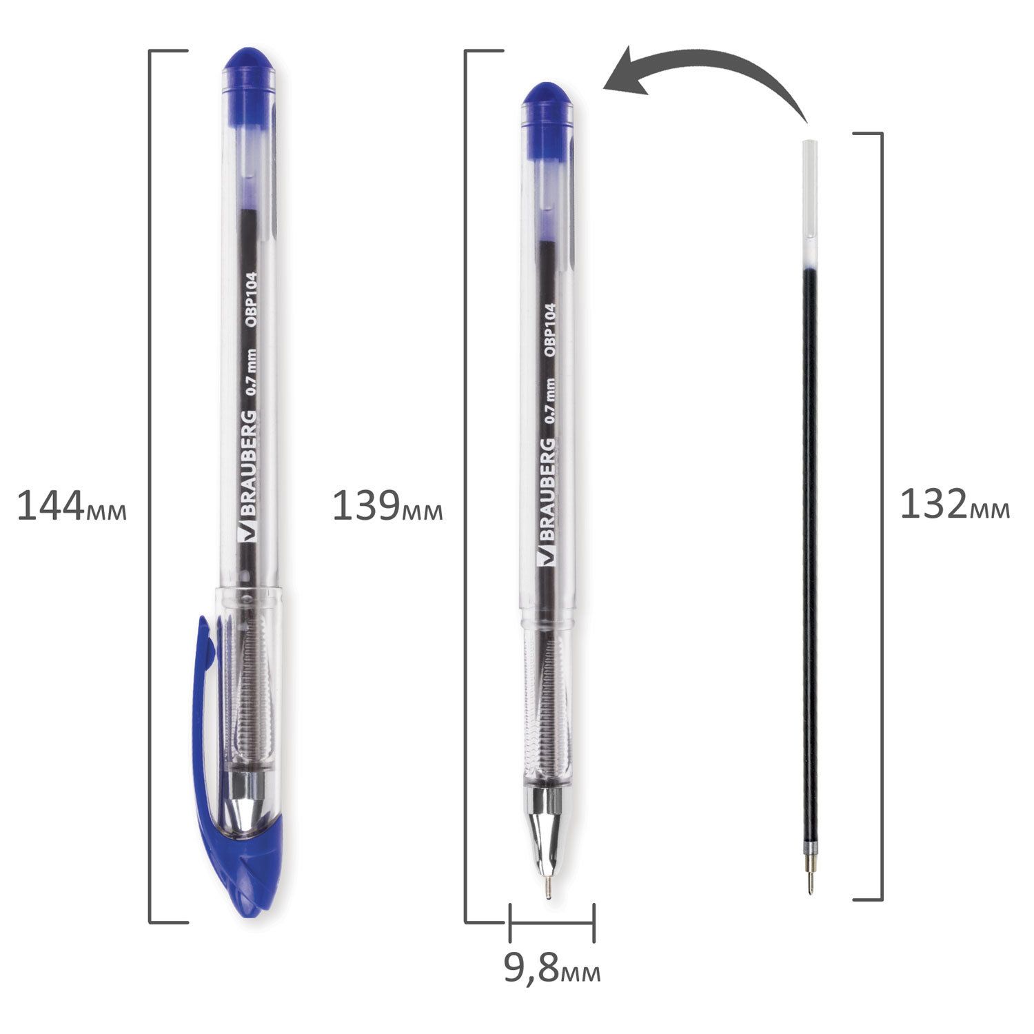 Ручка шариковая масляная BRAUBERG "Smooth Write", СИНЯЯ, корпус прозрачный, узел 0,7 мм, линия письма 0,35 мм, 142682