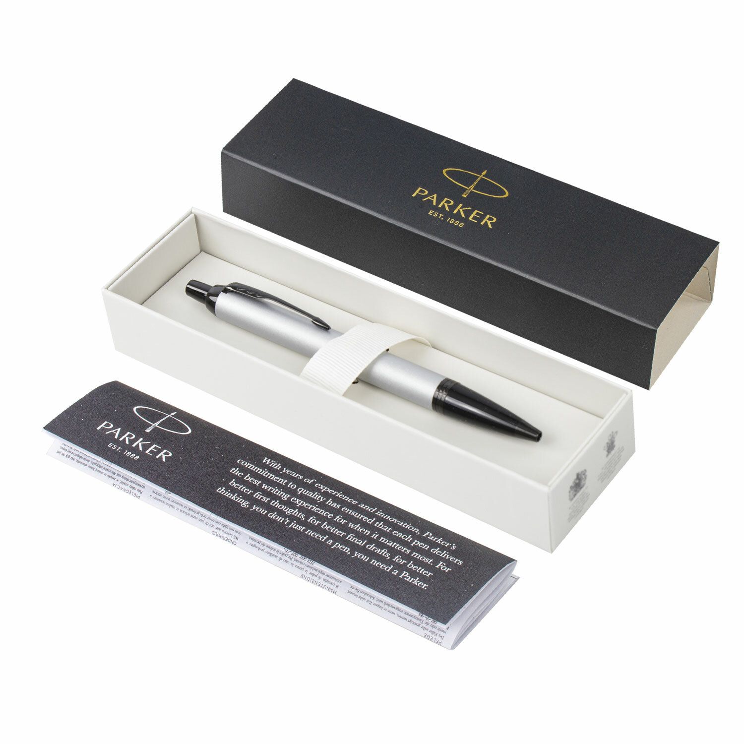 Ручка шариковая PARKER "IM Achromatic Grey BT", корпус серый матовый, нержавеющая сталь, синяя, 2127752