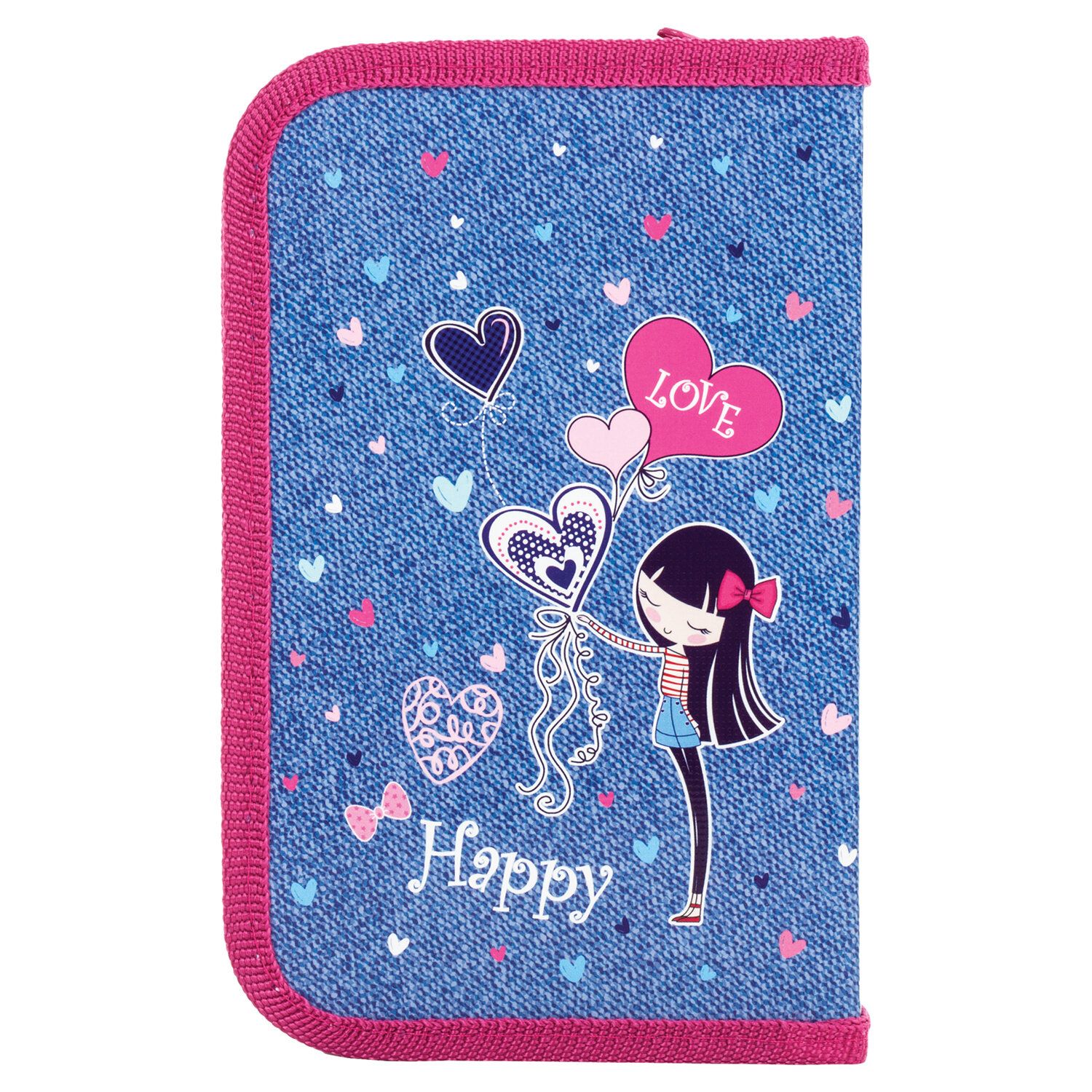 Пенал ПИФАГОР, 1 отделение, ламинированный картон, 19х11 см, Happy girl, 270160