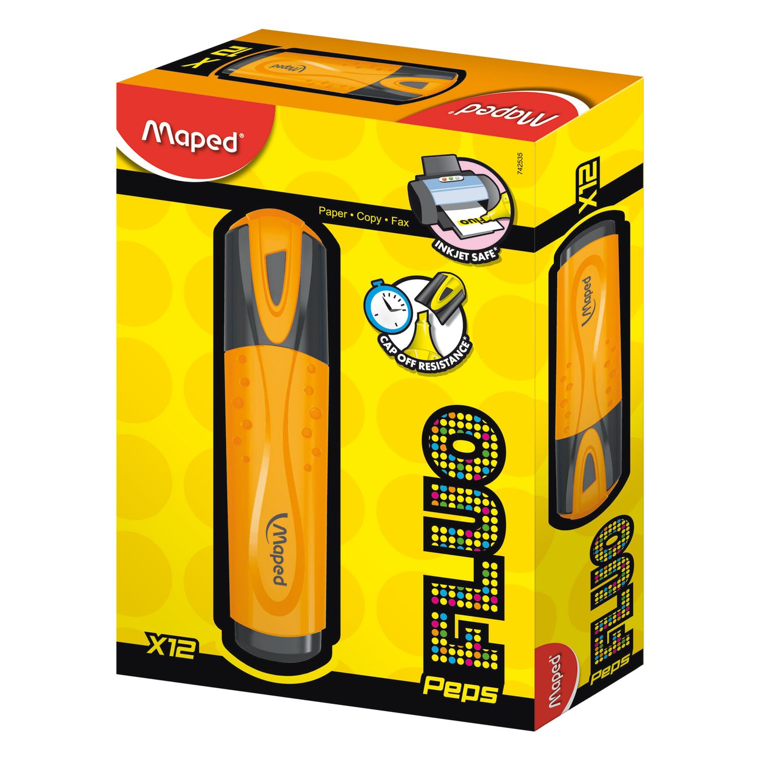 Текстовыделитель MAPED (Франция) "Fluo Pep's Classic", ОРАНЖЕВЫЙ, линия 1-5 мм, 742535