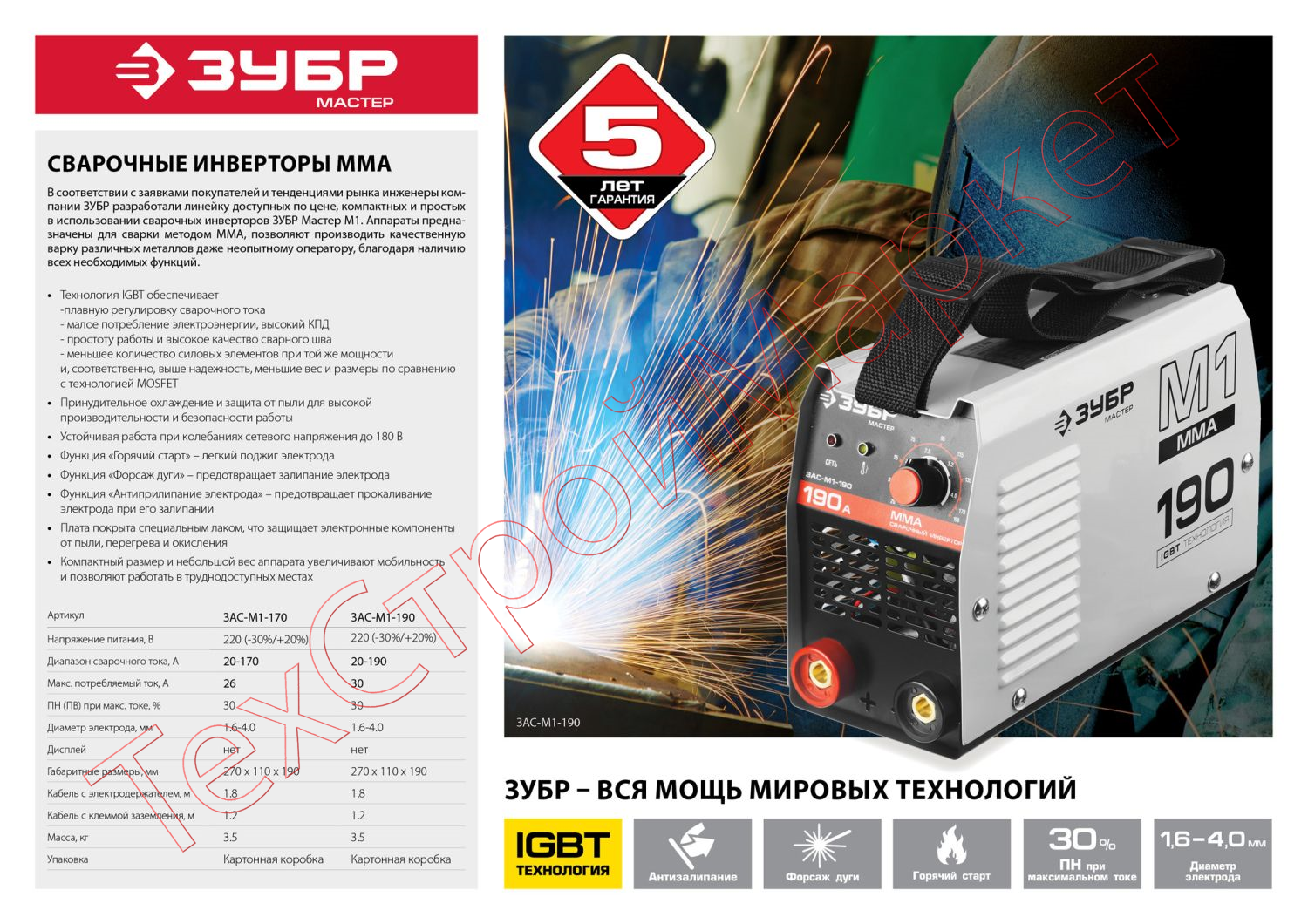 Аппарат сварочный ЗУБР ЗАС-М1-170