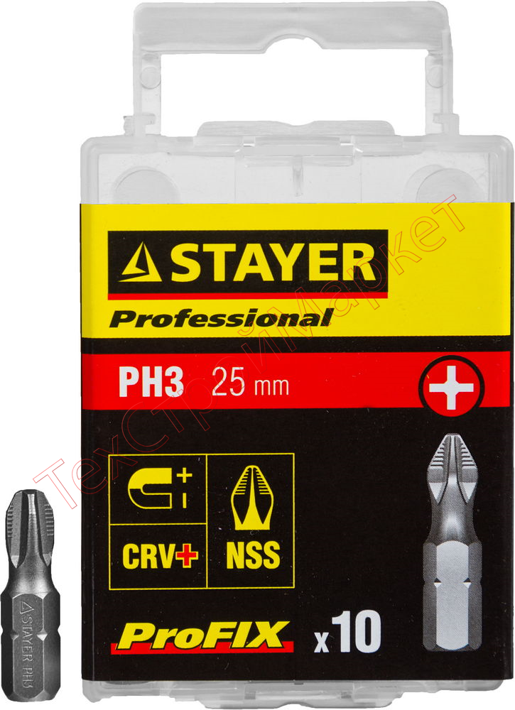 Биты STAYER "PROFI", хвостовик C 1/4", PH №3, 25мм, 10 шт