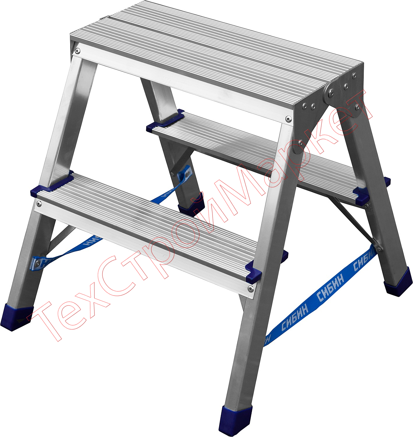 Лестница-стремянка двухсторонняя алюминиевая, СИБИН 38825-02, 2 ступени
