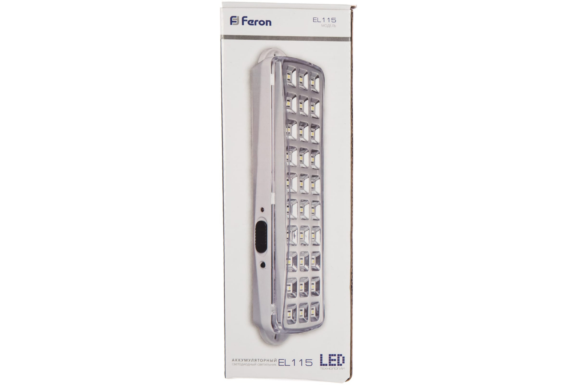 Светильник аварийный Feron EL115 30 LED DC 75Лм, 205*65*30 IP20 постоянный белый