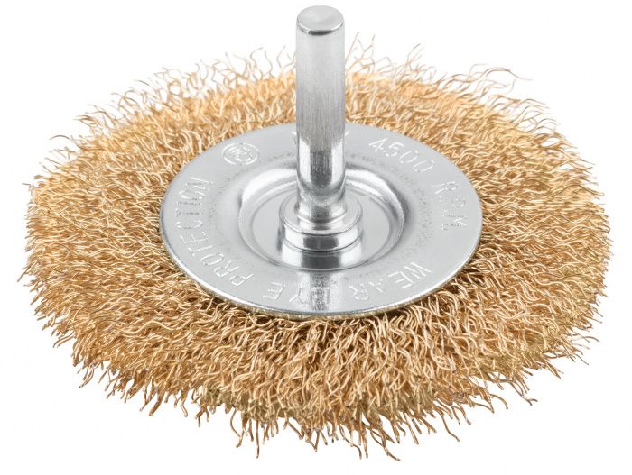 Щетка для дрели, тип "Плоская", латун. витая проволока 0,3 мм, 38 мм, блистер, CUTOP Profi