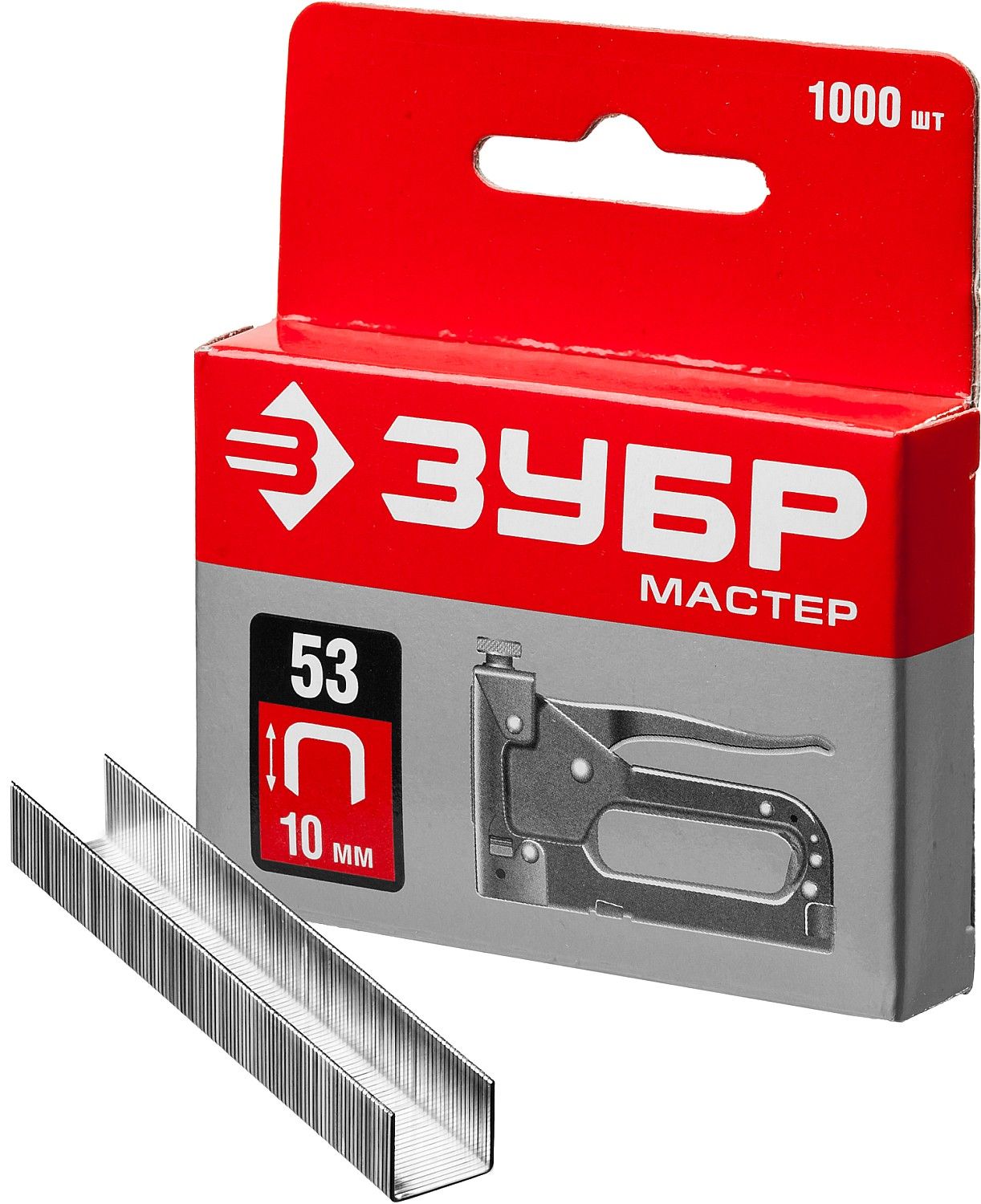 Скобы для степлера тонкие тип 53, 10 мм , 1000 шт , ЗУБР
