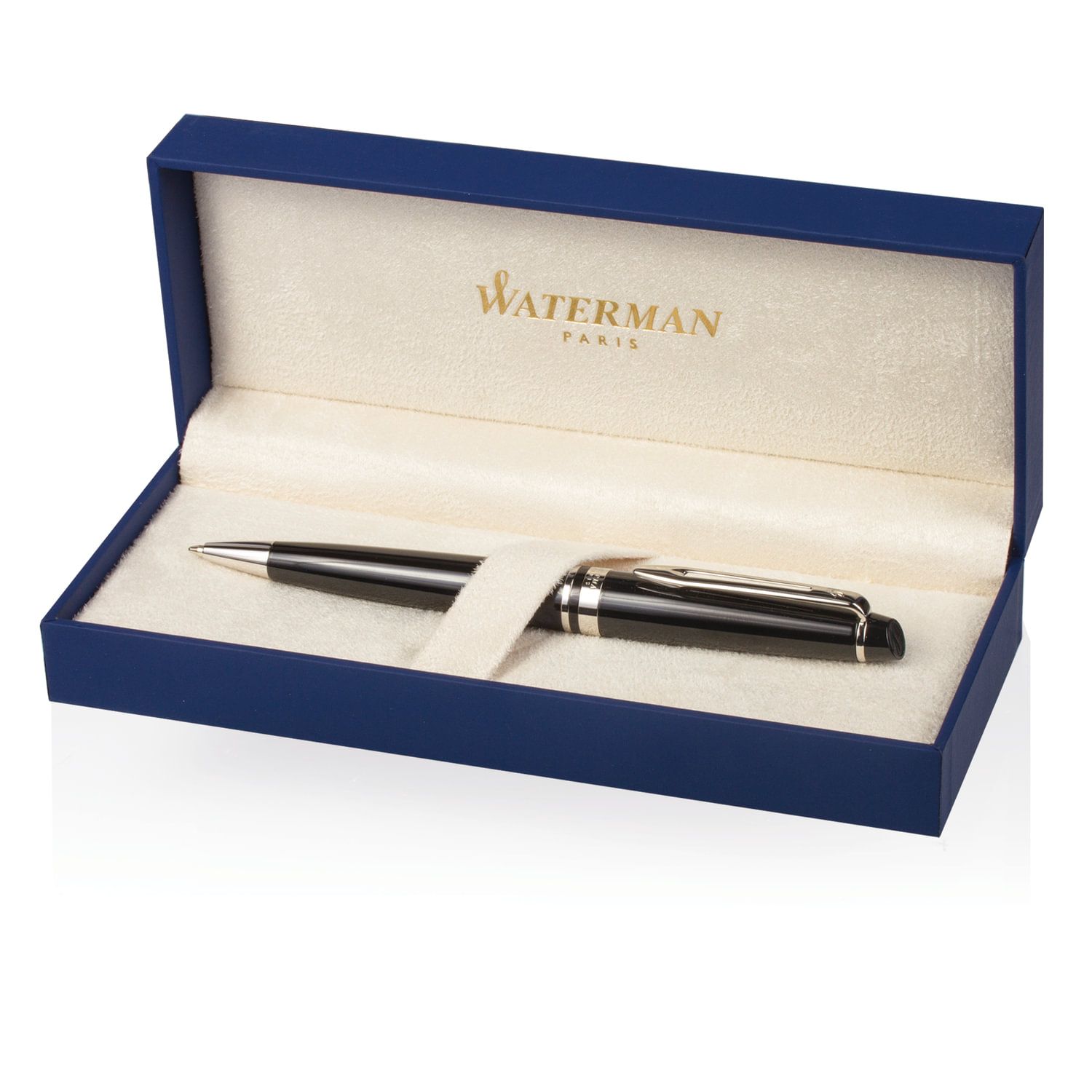 Ручка подарочная шариковая WATERMAN "Expert 3 Black Lacquer CT", черный лак, палладиевое покрытие деталей, синяя, S0951800