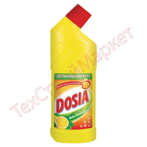 Чистящее средство 750 мл, DOSIA (Дося) "Лимон", для сантехники, дезинфицирующий и отбеливающий эффект, гель