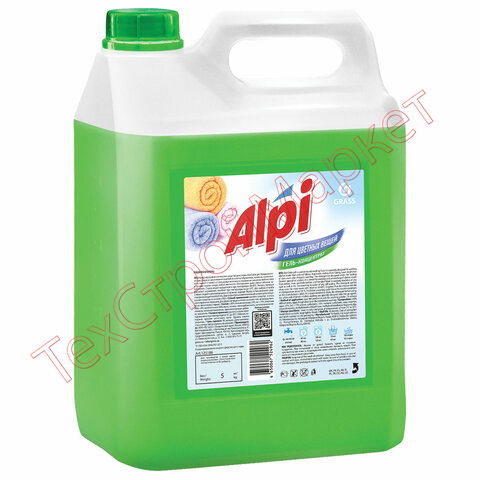 Средство для стирки жидкое 5 кг GRASS ALPI, для цветных тканей, нейтральное, концентрат, гель, 125186 Средство для стирки жидкое 5 кг GRASS ALPI, для цветных тканей, нейтральное, концентрат, гель, 125186