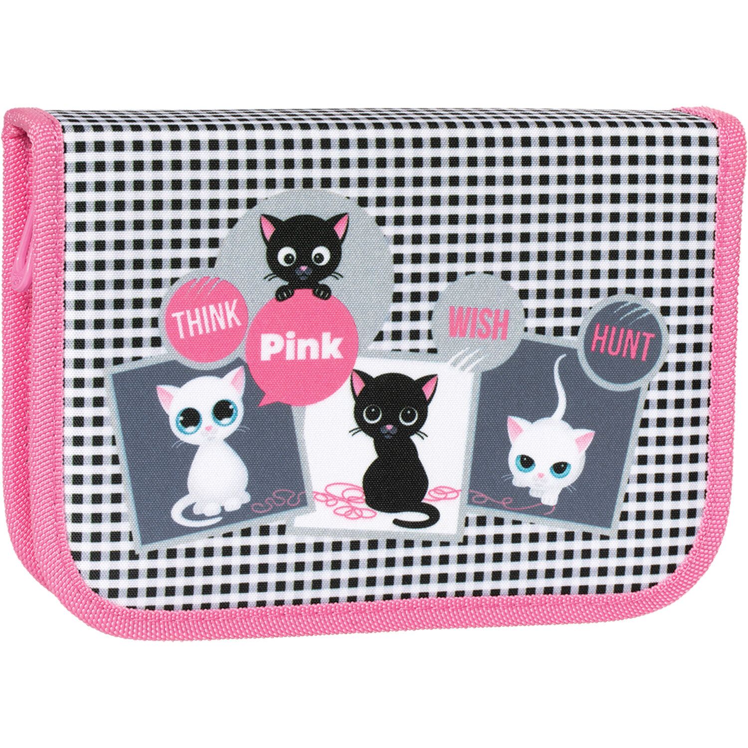 Пенал TIGER FAMILY 1 отделение, 1 откидная планка, ткань, "Think Pink", Европейский, 20х14х4 см, 228968, TGNQ-053C1E