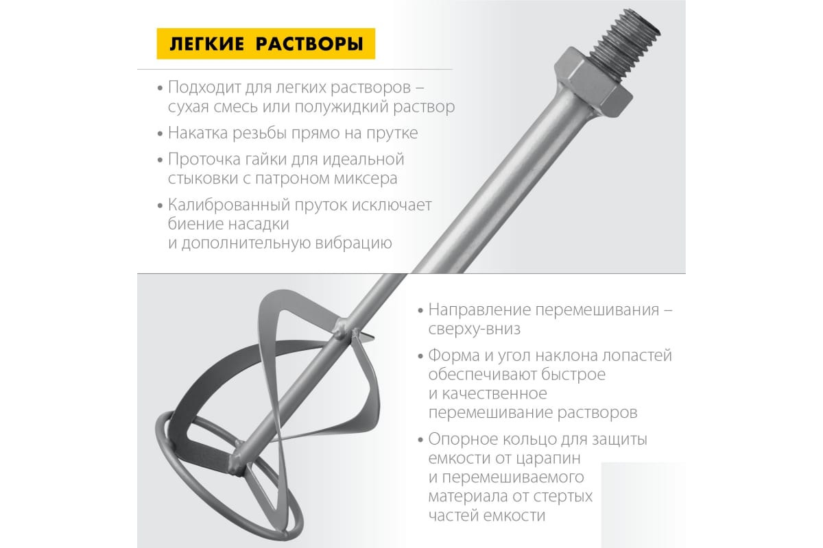 Насадка-миксер,140 мм н М14, для легких растворов ЗУБР 