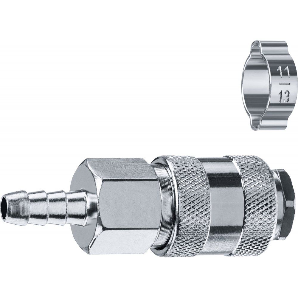 Переходник штуцер "елочка" 8 мм - рапид муфта, с хомутом ЗУБР Профессионал