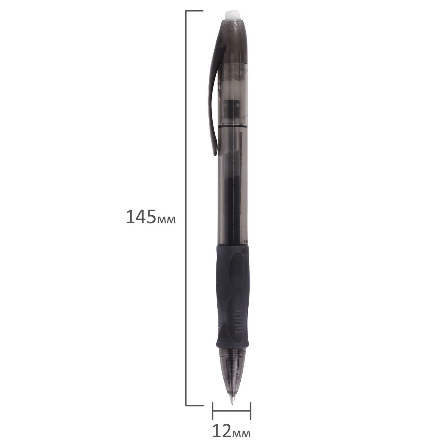 Ручка гелевая автоматическая с грипом BIC "Gelocity Original", ЧЕРНАЯ, узел 0,7 мм, линия письма 0,35 мм, 829157