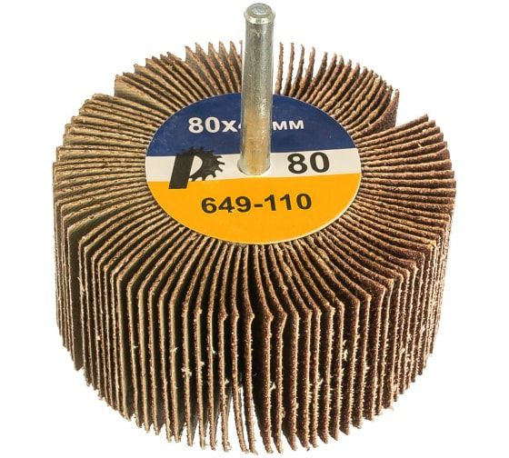 Круг лепестковый с оправкой 80х40мм, P 80, хвостовик 6 мм, серия Профи, ПРАКТИКА 