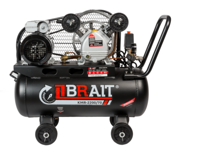 Компрессор воздушный BRAIT КМR-2200/70 (2-х цилиндровый; диаметр поршня 51мм; 2,2кВт; 380л/м; 10bar; ресивер 70л, ременной привод, ременной А1118)
