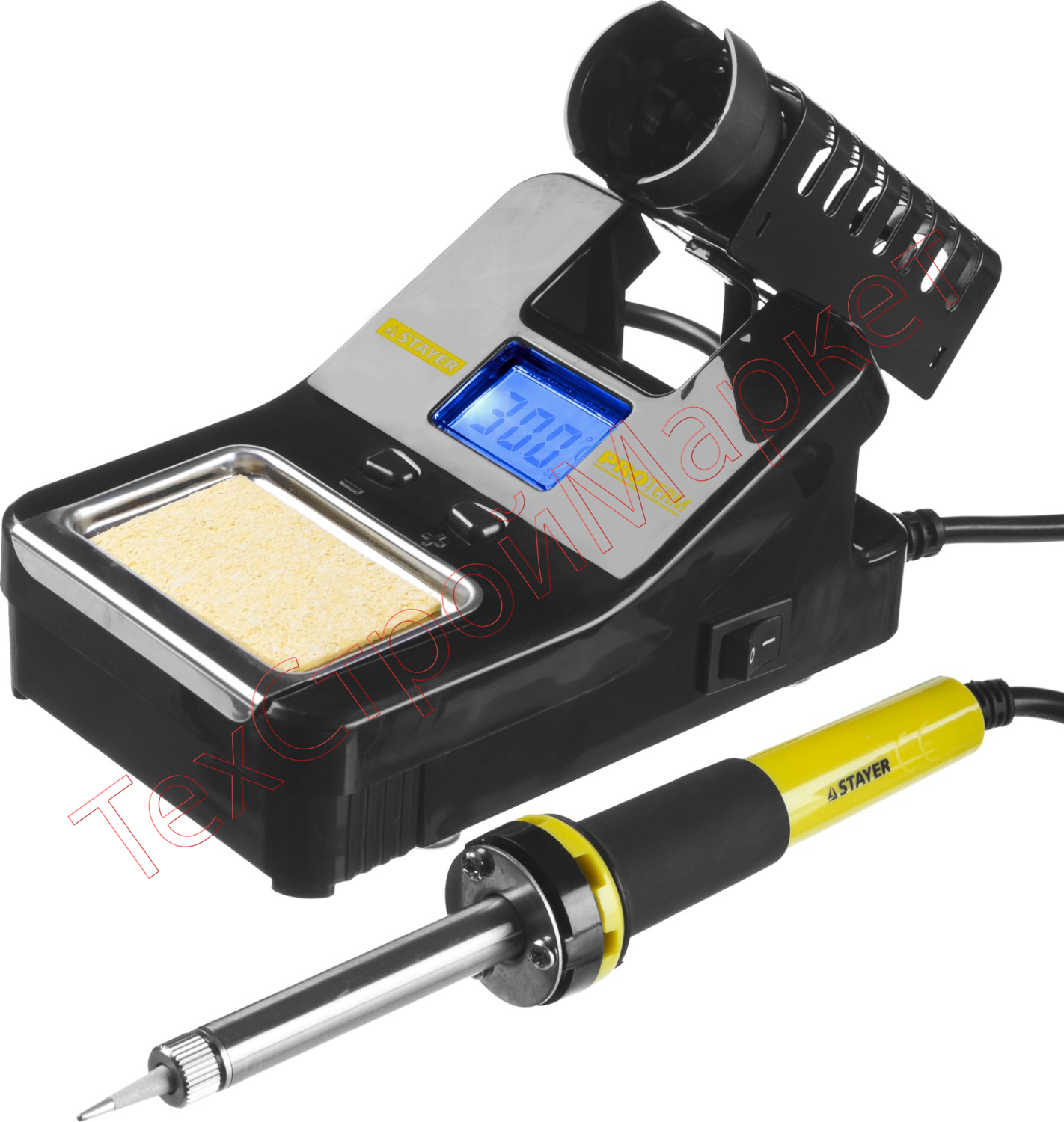 Станция паяльная  цифровая с ЖК дисплеем, диапазон 160-520°C, шаг 10°C, 48Вт,STAYER "PROFI" 55370
