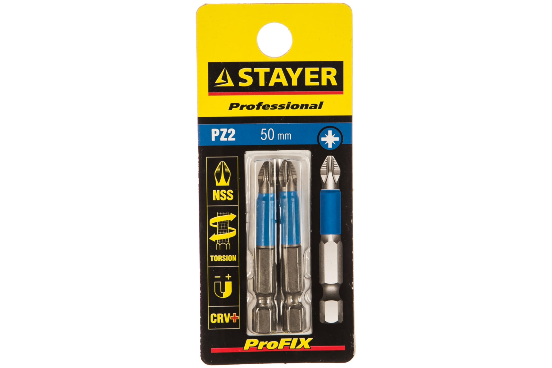 Биты, хвостовик E 1/4", PZ №2, 50мм, 2шт STAYER "PROFI"