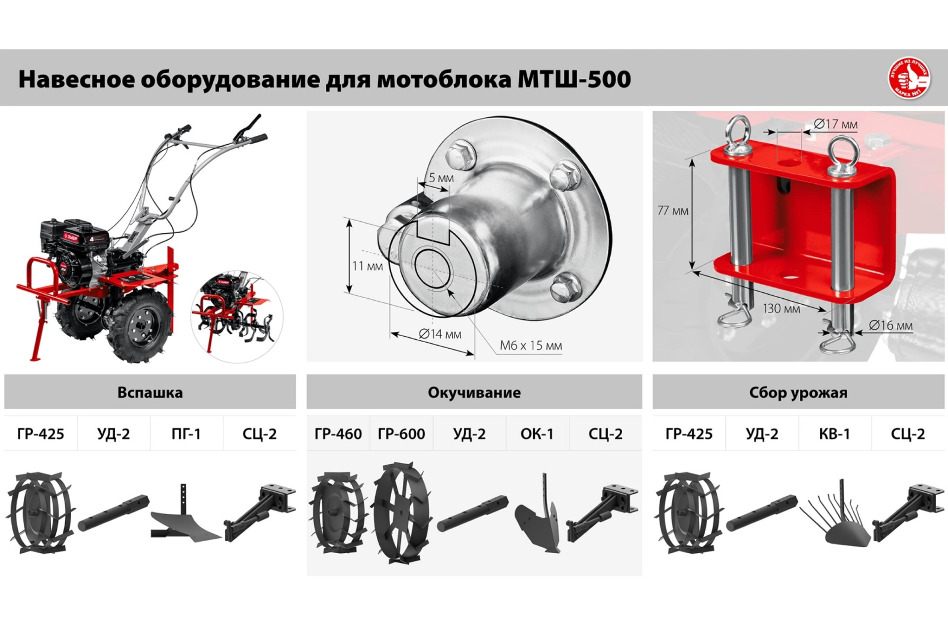 Мотоблок бензиновый с валом отбора мощности ЗУБР МТШ-700