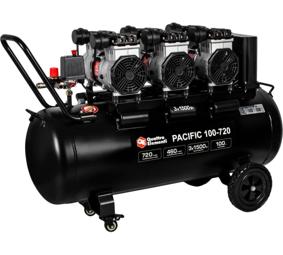 Компрессор поршневой безмасляный QUATTRO ELEMENTI PACIFIC 100-720 (720 л/мин, 100 л, 5.5 л.с, 8 бар, 82.0 кг)