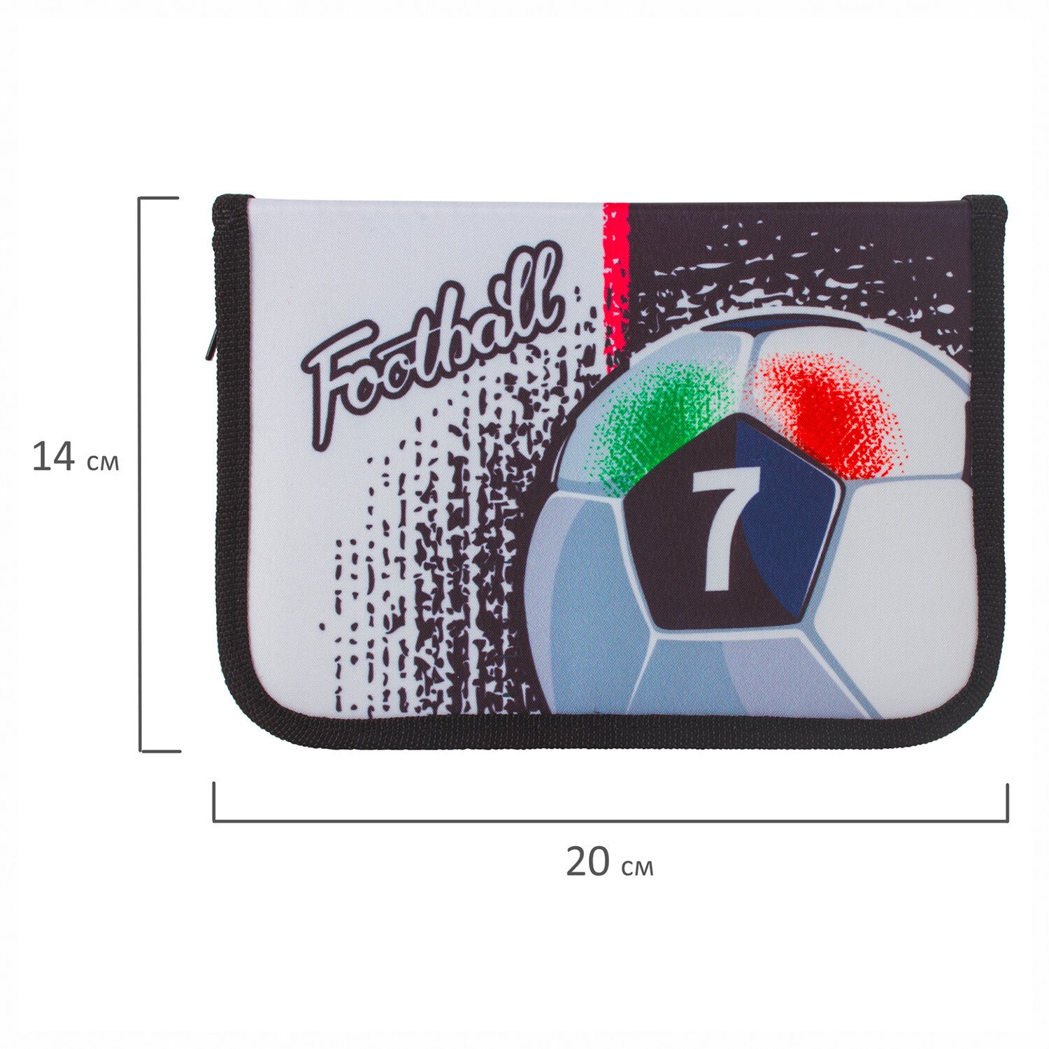 Пенал BRAUBERG, 1 отделение, 1 откидная планка, ткань, 20х14 см, "Ball", 229281