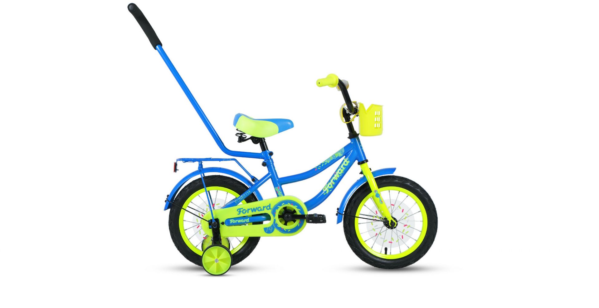 Велосипед FORWARD FUNKY 14 (14" 1 ск.) 2019-2020, голубой/светло-зеленый