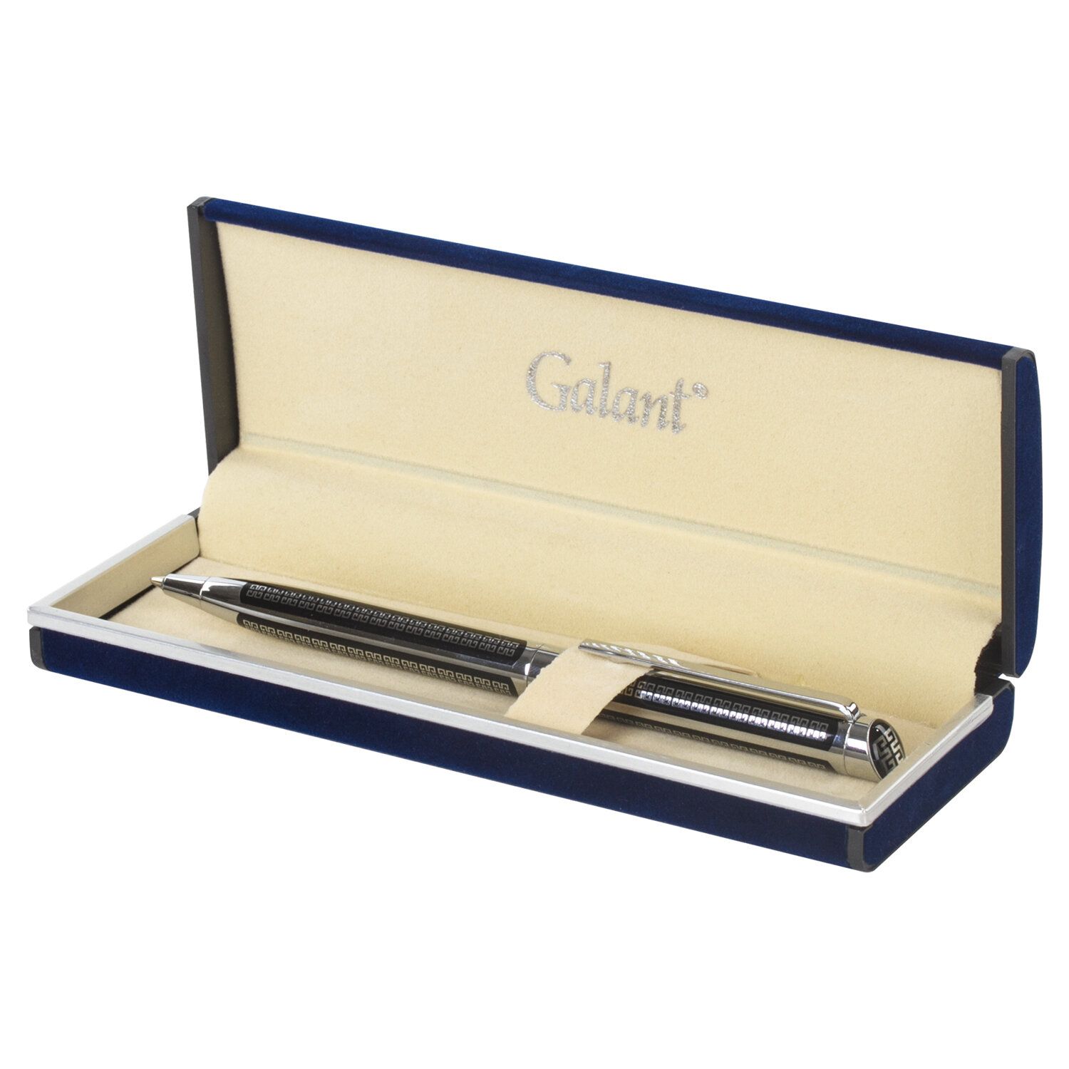 Ручка подарочная шариковая GALANT "Olympic Chrome", корпус хром с черным, хромированные детали, пишущий узел 0,7 мм, синяя, 140614
