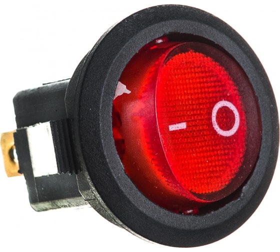Выключатель клавишный круглый 250V 6А (3с) ON-OFF красный с подсветкой (RWB-214, SC-214, MIRS-101-8) 36-2570 REXANT 36-2570