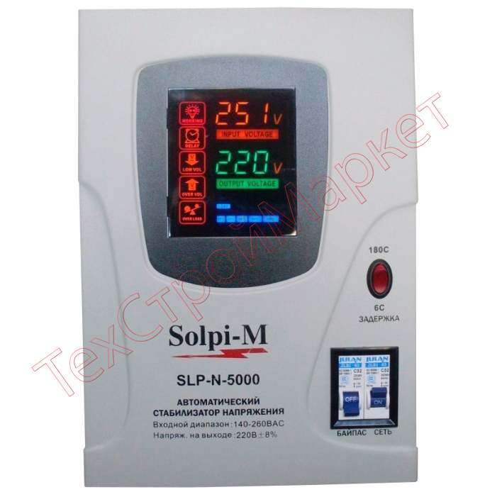 Стабилизатор напряжения релейный однофазный Solpi-M SLP-N-5000VA