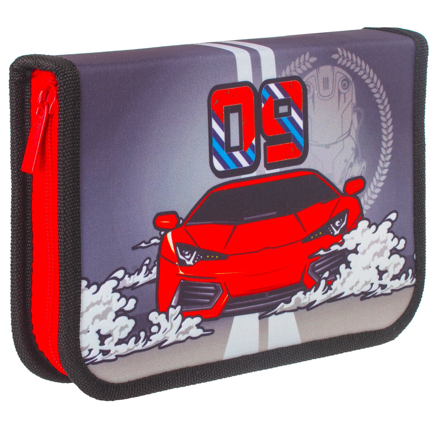 Пенал BRAUBERG, 1 отделение, 2 откидные планки, ткань, 20х14 см, "Streetracing", 229284