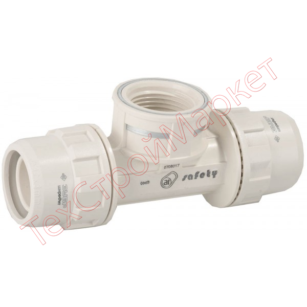 Тройник ЗУБР "ШиреФит" переходной "штуцер с гайкой - внутренняя резьба - штуцер с гайкой", 20мм-1/2"-20мм