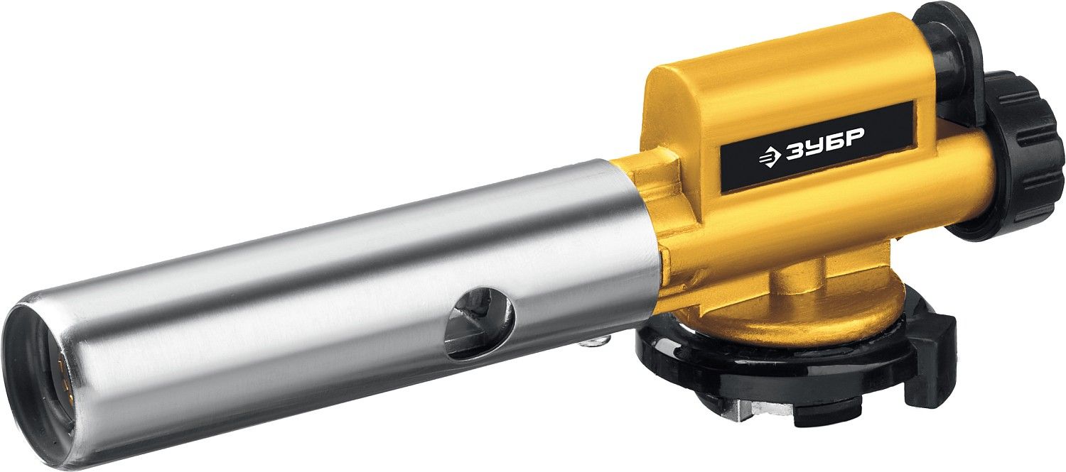 Газовая горелка ГПМ-800 цельнометаллическая, с пьезоподжигом, на баллон с цанговым соединением, 1300°C, ЗУБР Профессионал