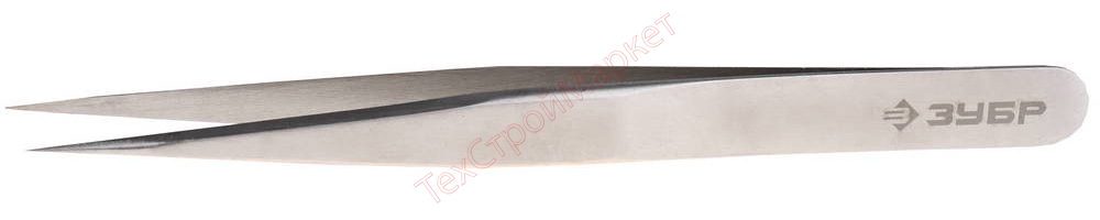 Пинцет ЗУБР д/электроники и точной механики, нерж сталь, антимагнит, прямой, сверхтонк заострен губки, 120 мм