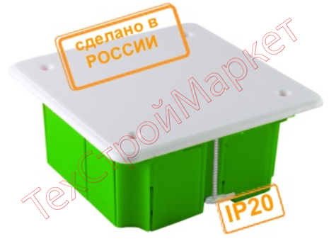 Коробка монтажная разветвительная Greenel  СП 92*92*45 мм д/пол.ст. квадратная с крышкой с металл. л
