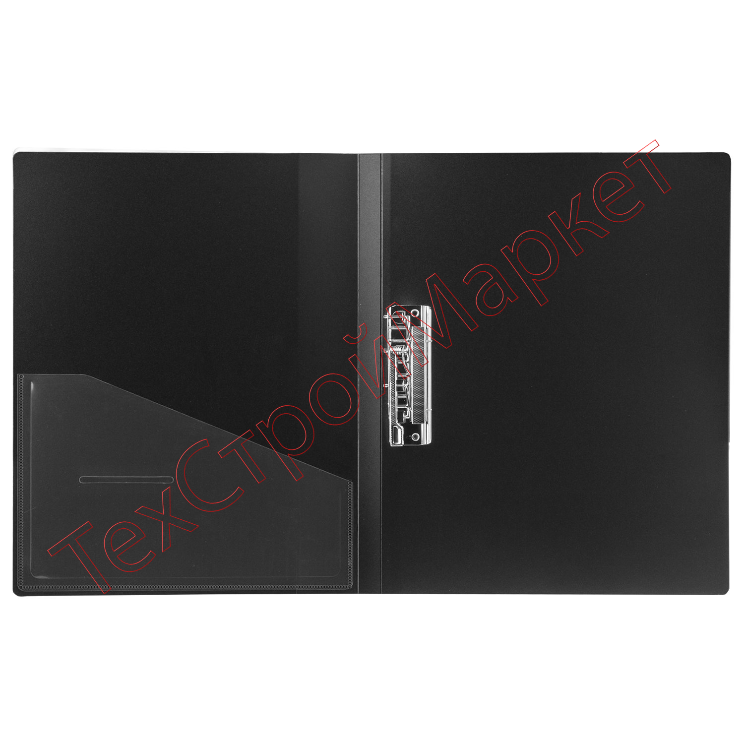 Папка с боковым металлическим прижимом и внутренним карманом BRAUBERG "Contract", черная, до 100 л., 0,7 мм, бизнес-класс, 221786